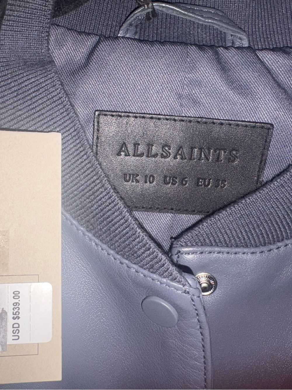 🔥NWT🔥 ALL SAINTS Riley Leather Bomber Jacket - Picture 6 of 7